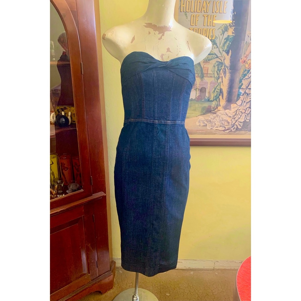 BETSEY JOHNSON Strapless Denim Corset Dress | Size- 4| Blue